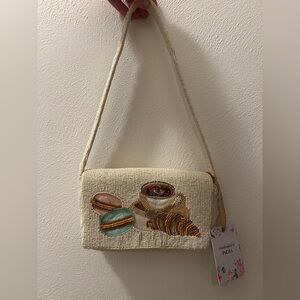 Viral Beaded Macaroon croissant latte shoulder bag